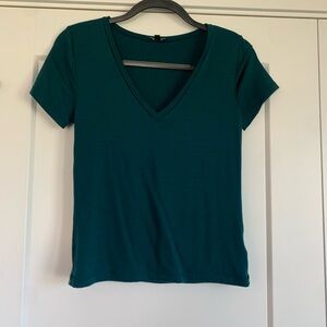 Express Fitted Teal Vneck Tee